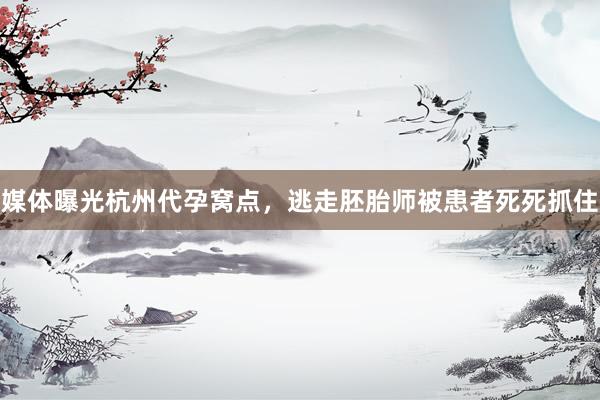 媒体曝光杭州代孕窝点，逃走胚胎师被患者死死抓住