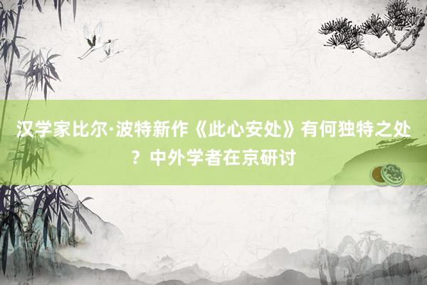 汉学家比尔·波特新作《此心安处》有何独特之处？中外学者在京研讨