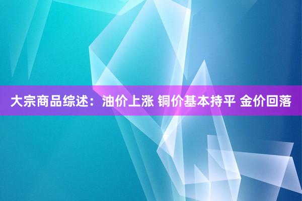 大宗商品综述:油价上涨 铜价基本持平 金价回落