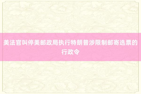 美法官叫停美邮政局执行特朗普涉限制邮寄选票的行政令