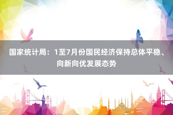 国家统计局：1至7月份国民经济保持总体平稳、向新向优发展态势