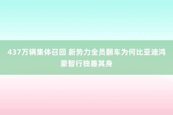 437万辆集体召回 新势力全员翻车为何比亚迪鸿蒙智行独善其身