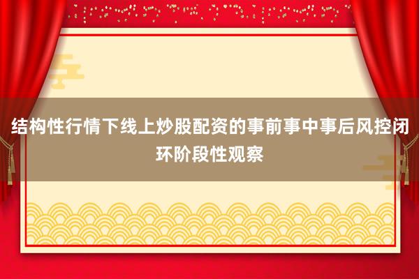 结构性行情下线上炒股配资的事前事中事后风控闭环阶段性观察