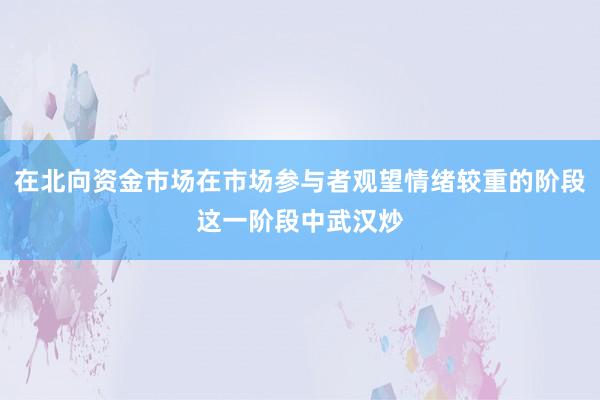 在北向资金市场在市场参与者观望情绪较重的阶段这一阶段中武汉炒