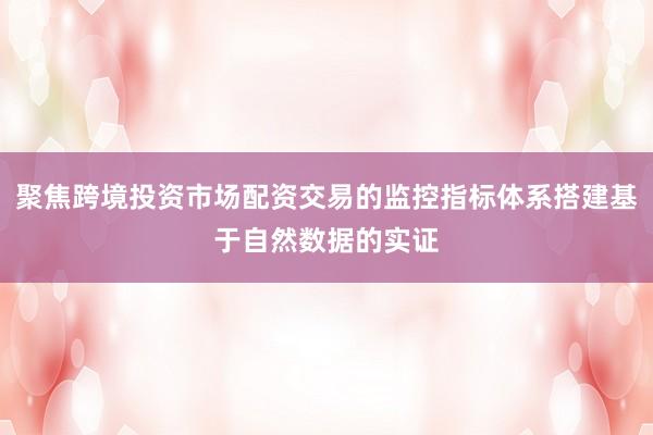 聚焦跨境投资市场配资交易的监控指标体系搭建基于自然数据的实证