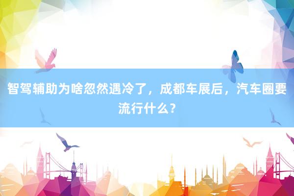 智驾辅助为啥忽然遇冷了，成都车展后，汽车圈要流行什么？