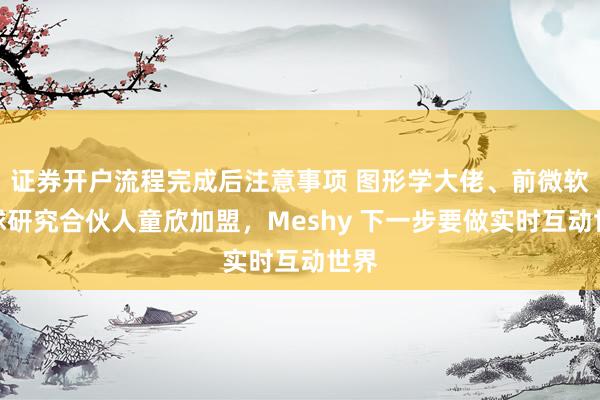证券开户流程完成后注意事项 图形学大佬、前微软全球研究合伙人童欣加盟，Meshy 下一步要做实时互动世界