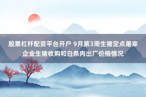 股票杠杆配资平台开户 9月第3周生猪定点屠宰企业生猪收购和白条肉出厂价格情况